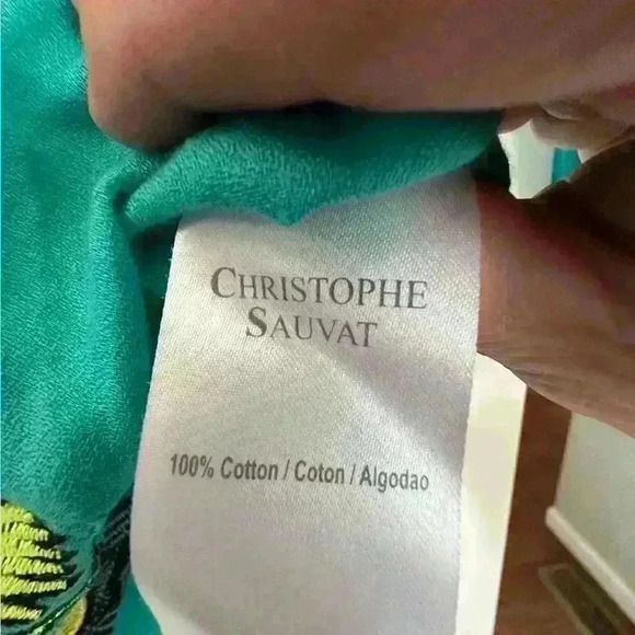 Christophe Sauvat Teal Embroidered Off the Shoulder Embroidered Blouse size XS - Picture 5 of 7
